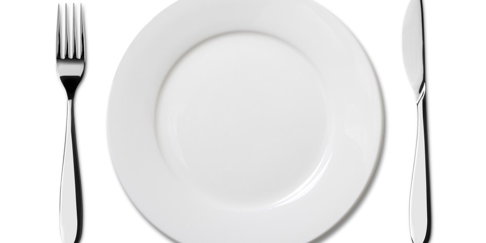 Тарелка с вилкой и ножом вертикальная