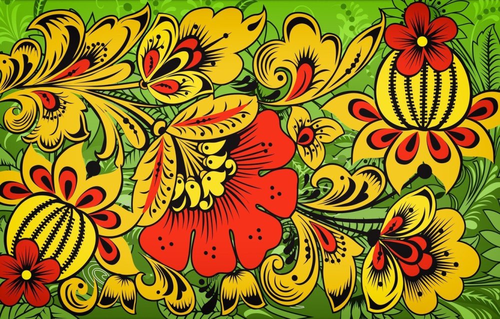 Паттерн Хохлома бесшовный