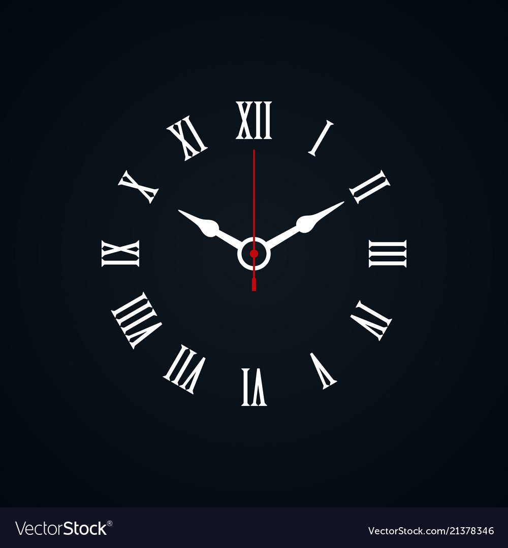 Часы циферблат на черном фоне