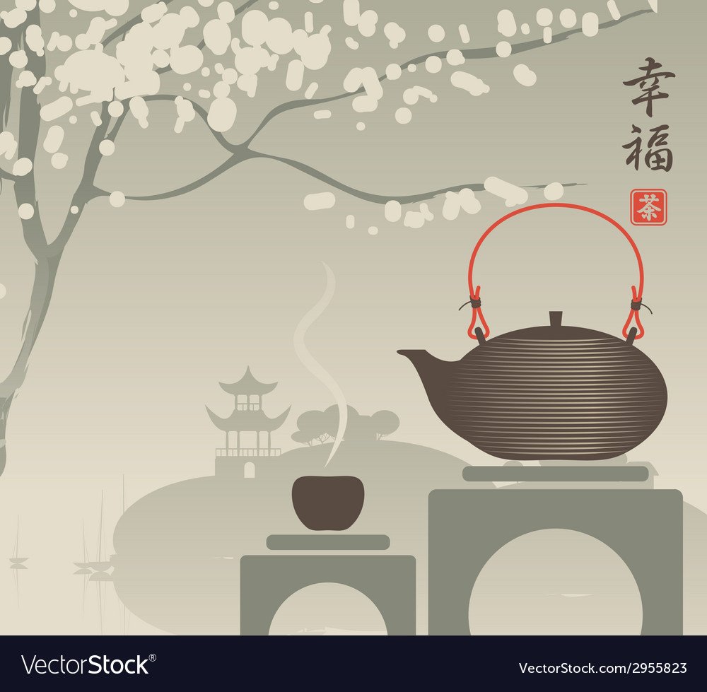 Фон зелёный чай векторный