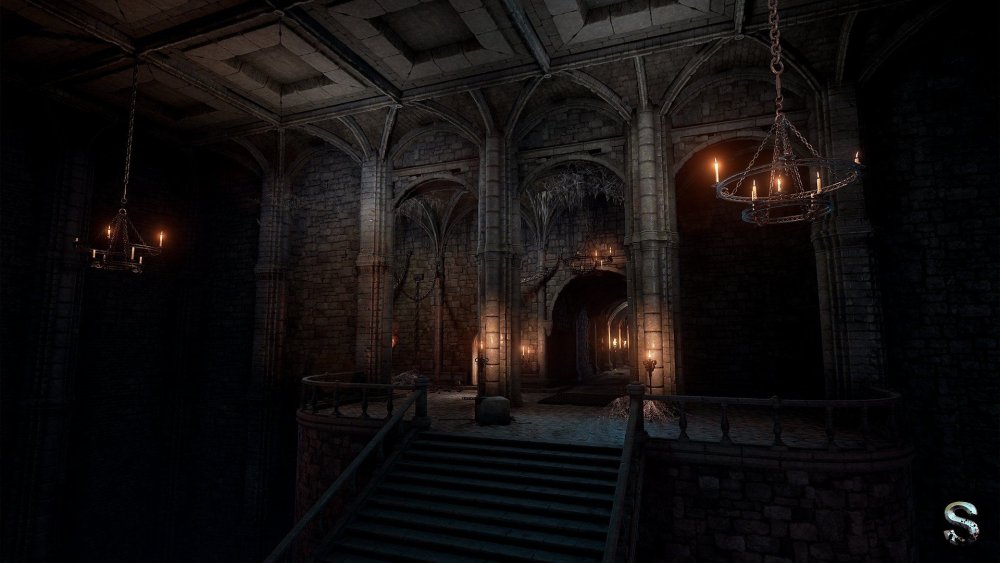 Тронный зал в замке средневековья