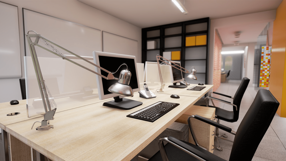 Интерьер офиса с компьютерами