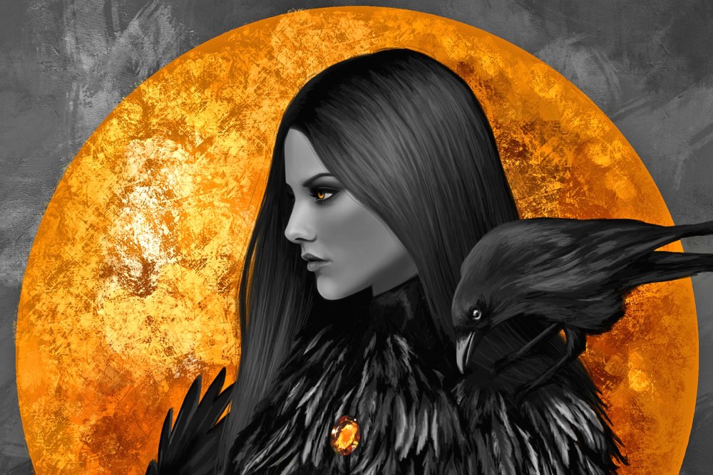 Девушка с вороном