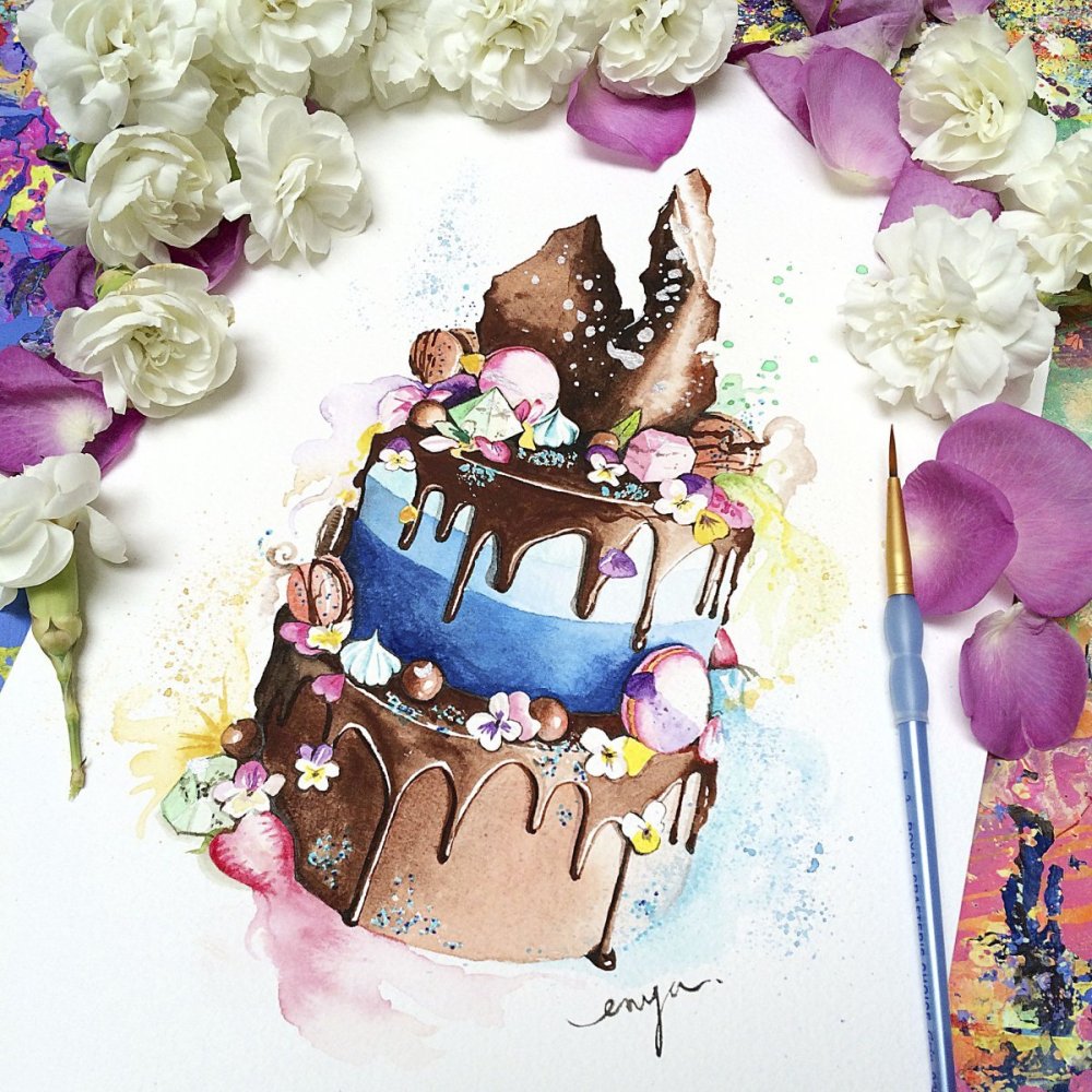 Акварельный торт