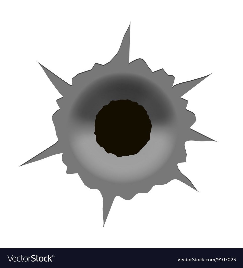 Дырка от пули на белом фоне