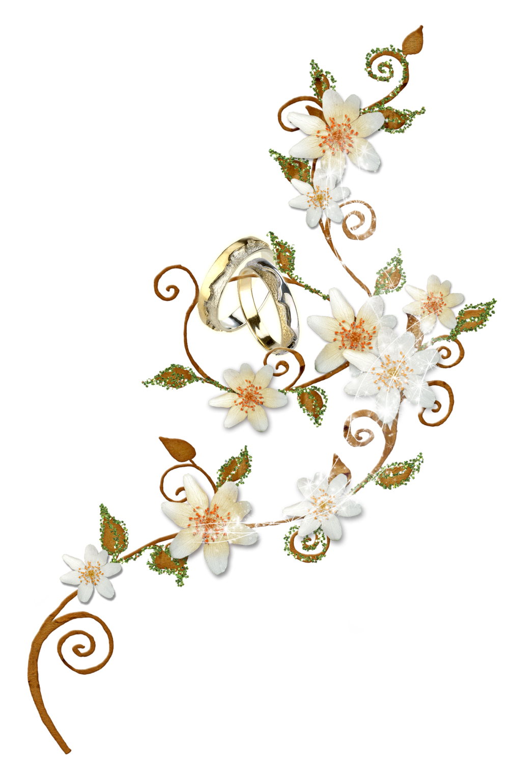 Цветочный декор на прозрачном фоне