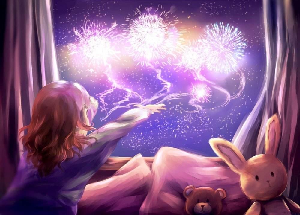 Океан ночь аниме небо