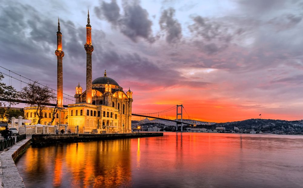 Стамбул Ортакей мечеть ночной