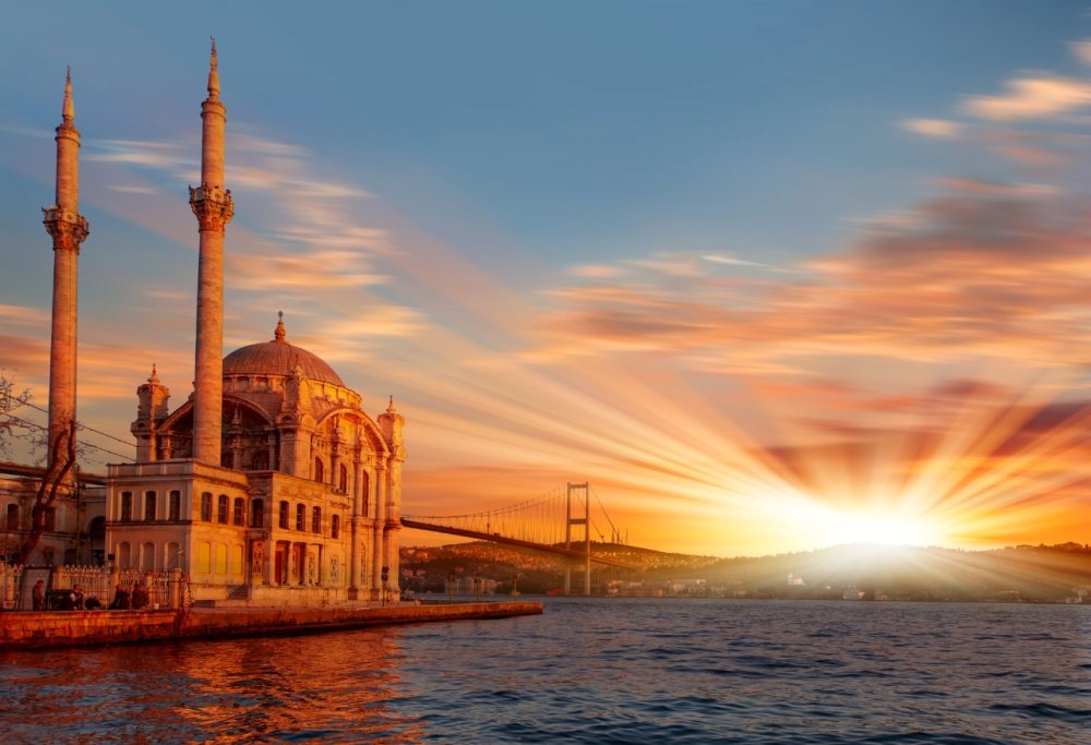 Турция Босфор ночью и мечети