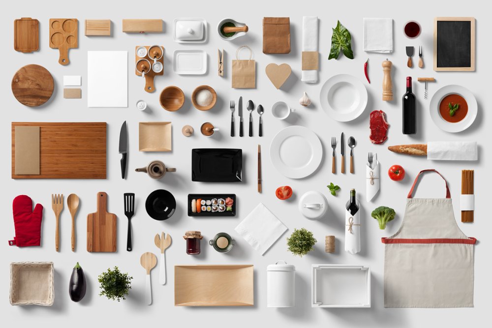 Кухонные принадлежности вид сверху