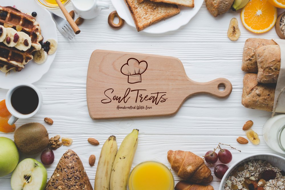 Стол с едой мокап