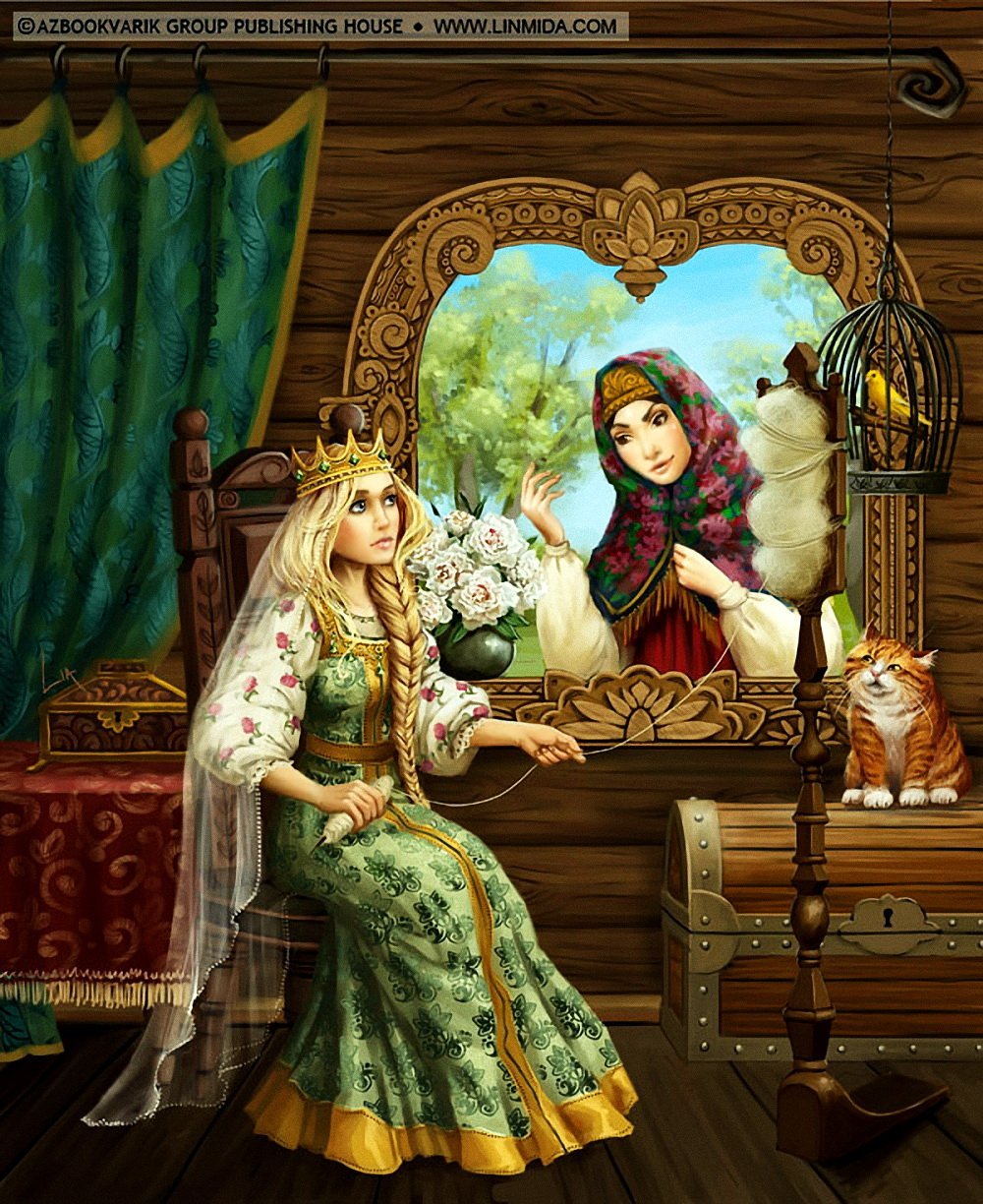 Старуха печет Колобок