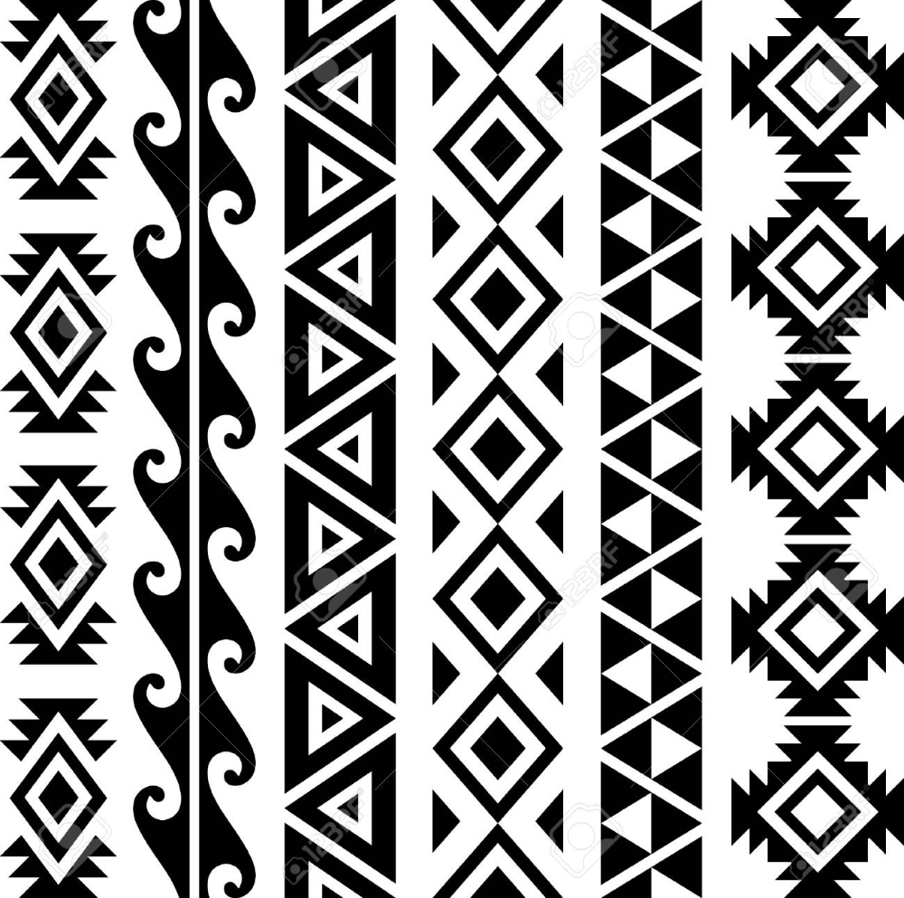 Черно белый орнамент индейский