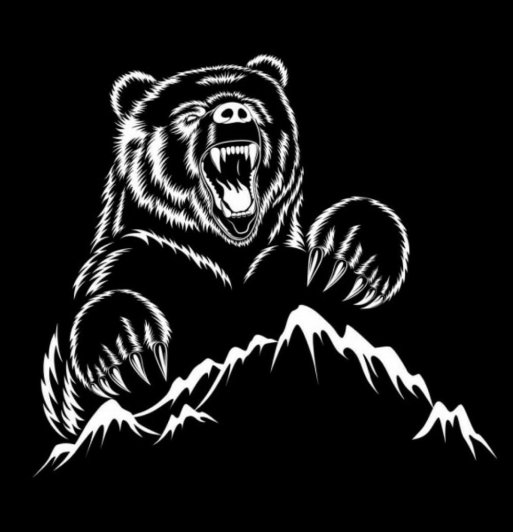 Нарисованный медведь на черном фоне