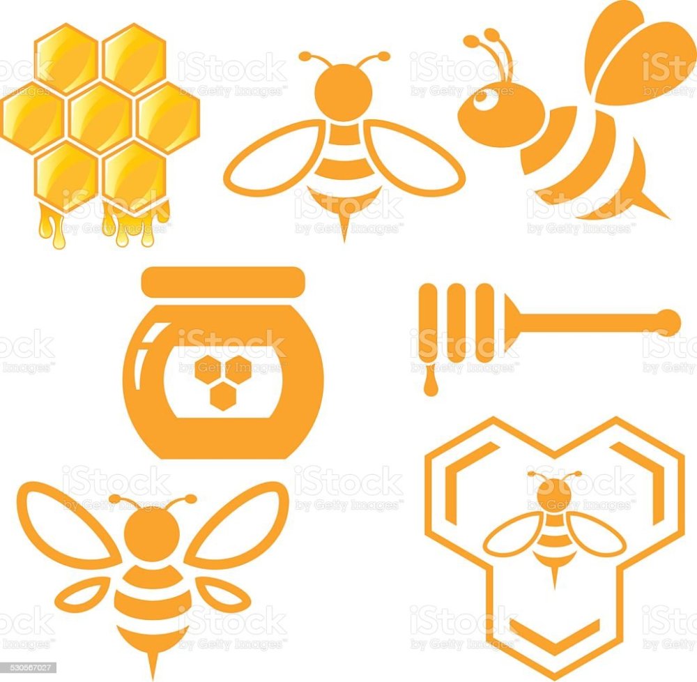 Стилизованная пчела и соты