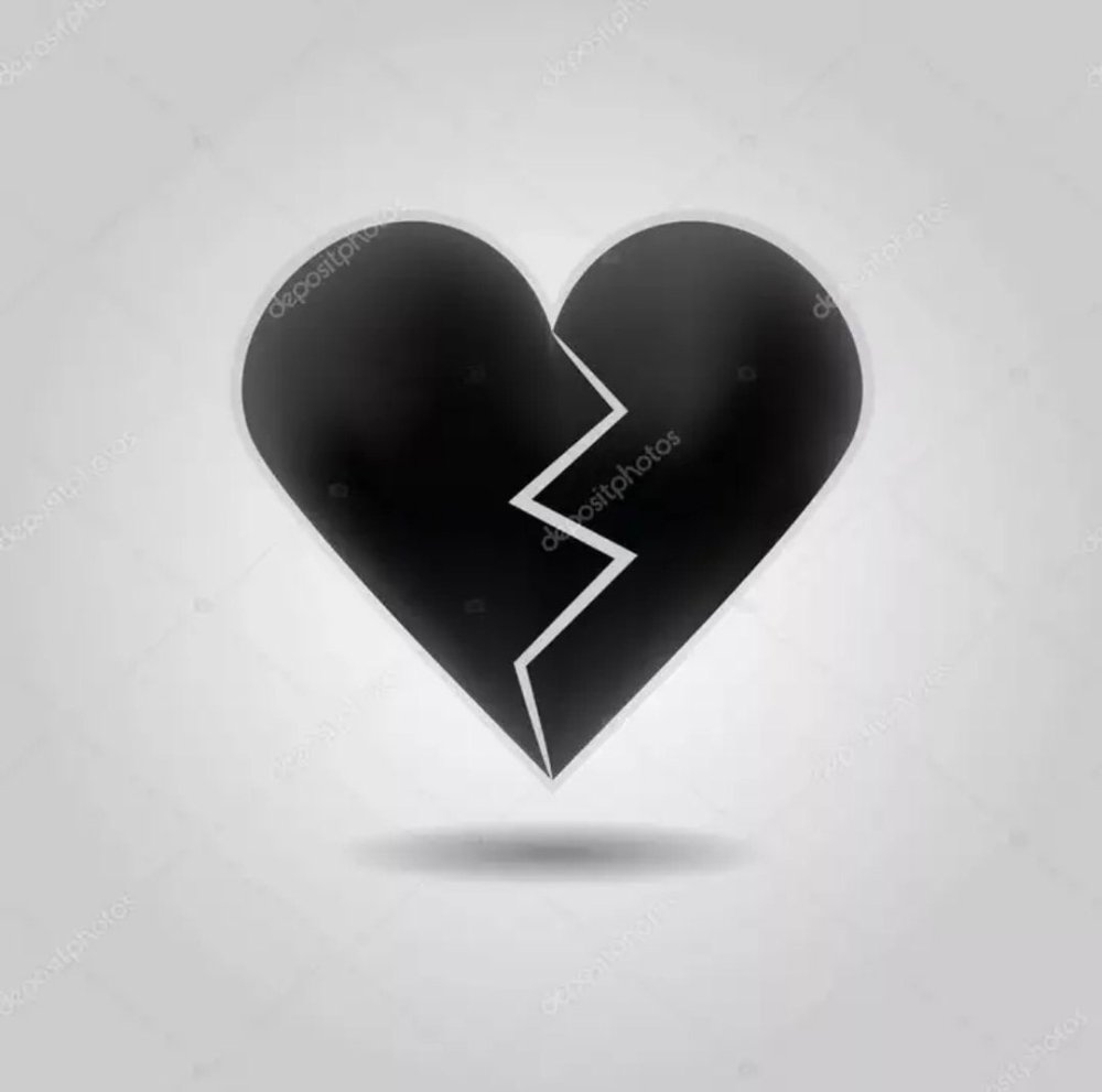 Черные разбитые сердечки