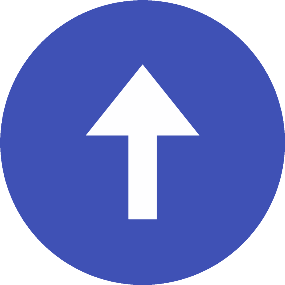 Знак со стрелкой на синем фоне