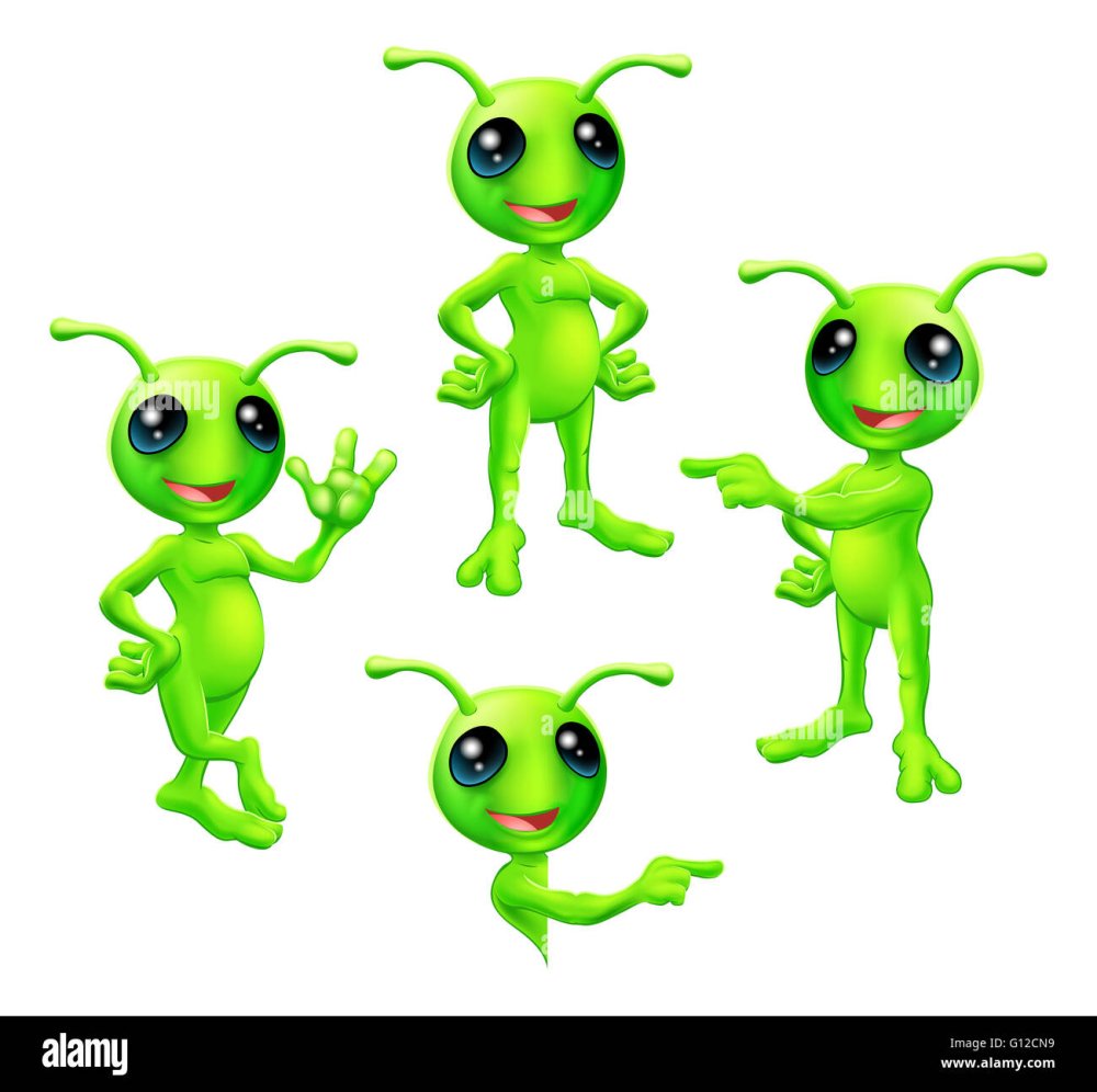 Инопланетянин мультяшный зеленый
