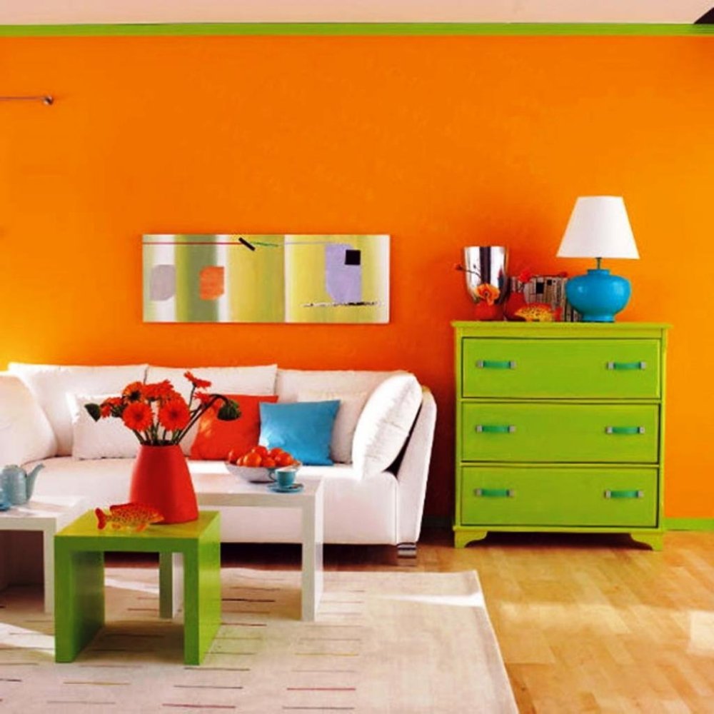 детская мебель оранжевая и зеленая