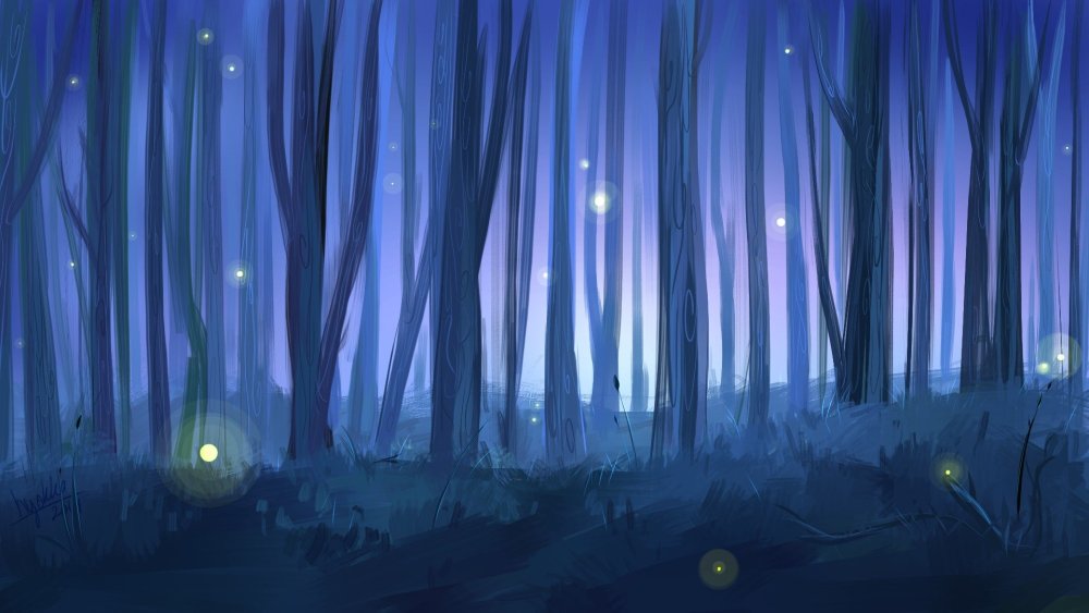 Ночной лес арт - 82 фото