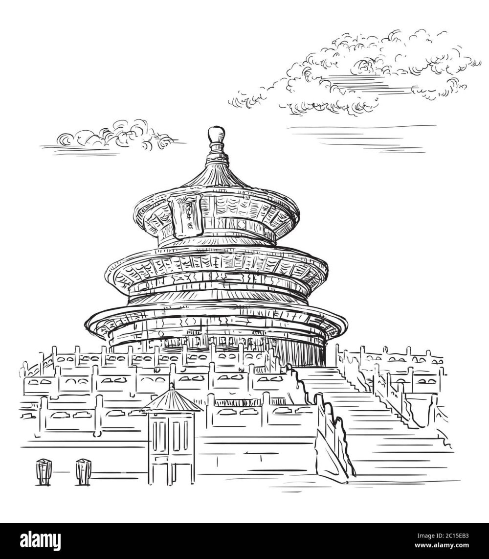 Храм неба Китай Пекин нарисованный
