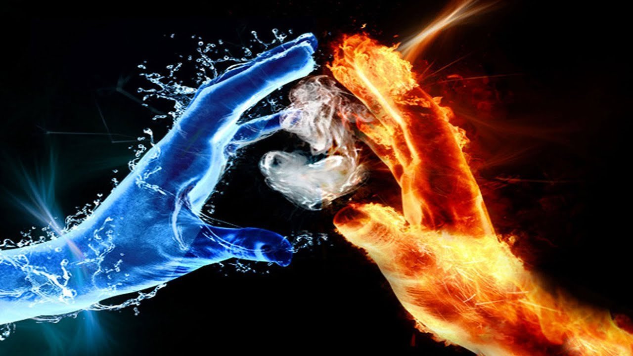 Красно синий огонь и вода. Картинки на рабочий стол огонь и вода. Противостояние огня и воды. Огонь и лед. Две стихии.