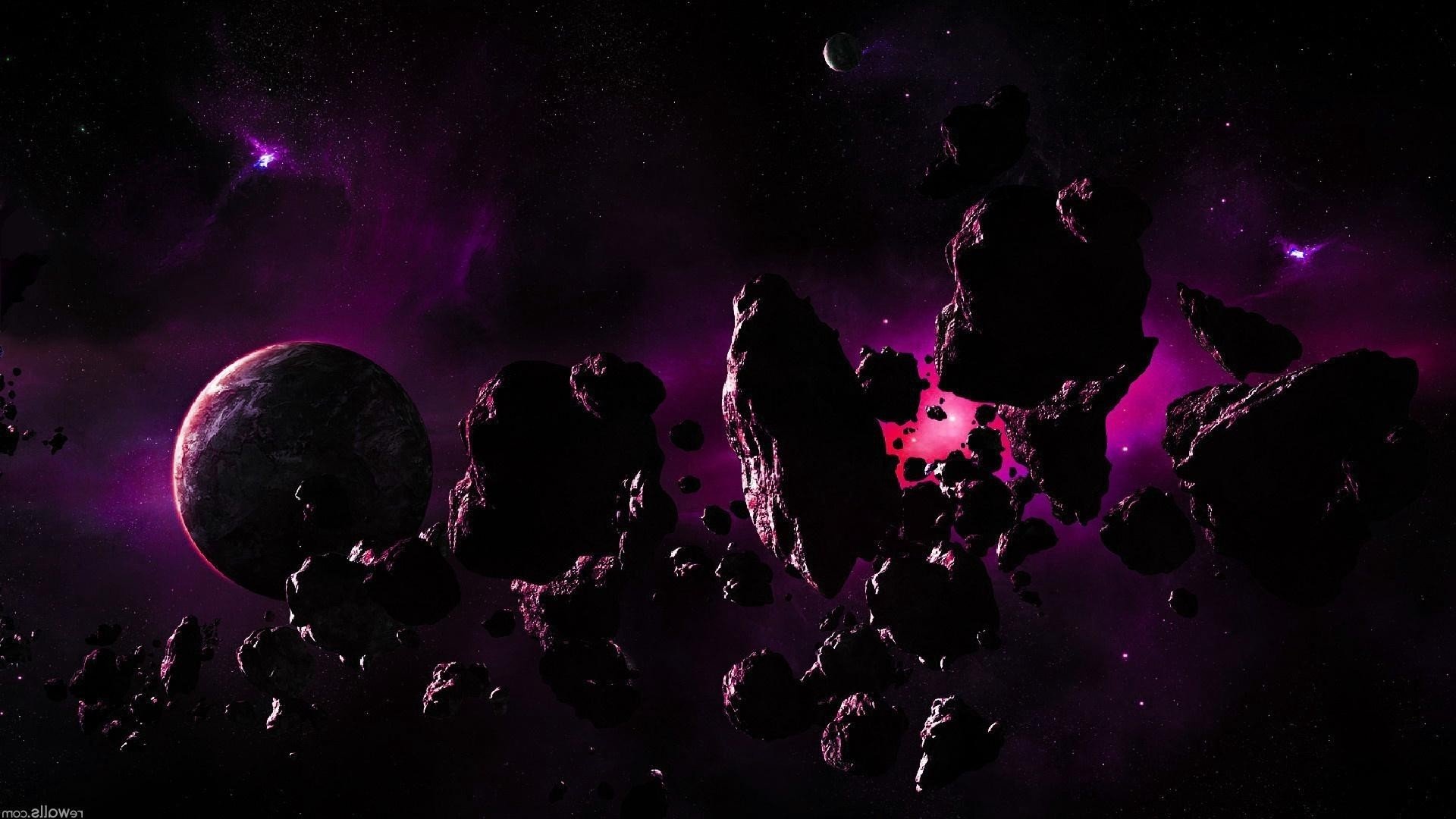 Космос на черном фоне. Темный космос. Фиолетовая Планета. Фон для рабочего стола космос. Красивый астероид.