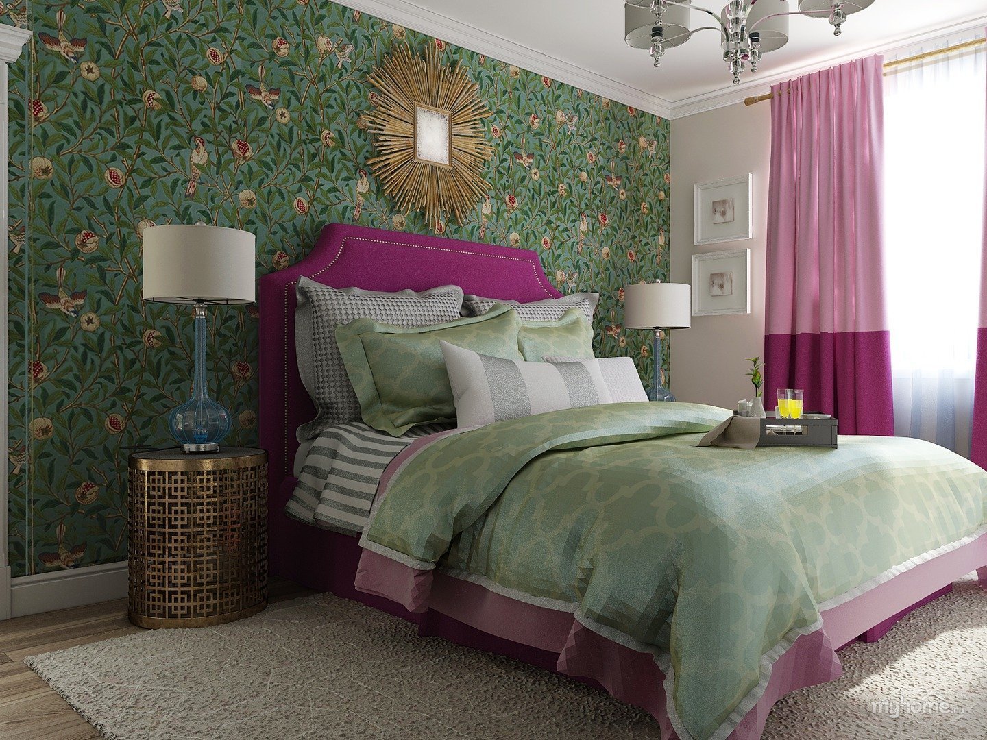 Розово зеленые обои. Спальня в зелено розовых тонах. Спальня в зеленом цвете. Салатовая спальня. Спальня в зеленом стиле.