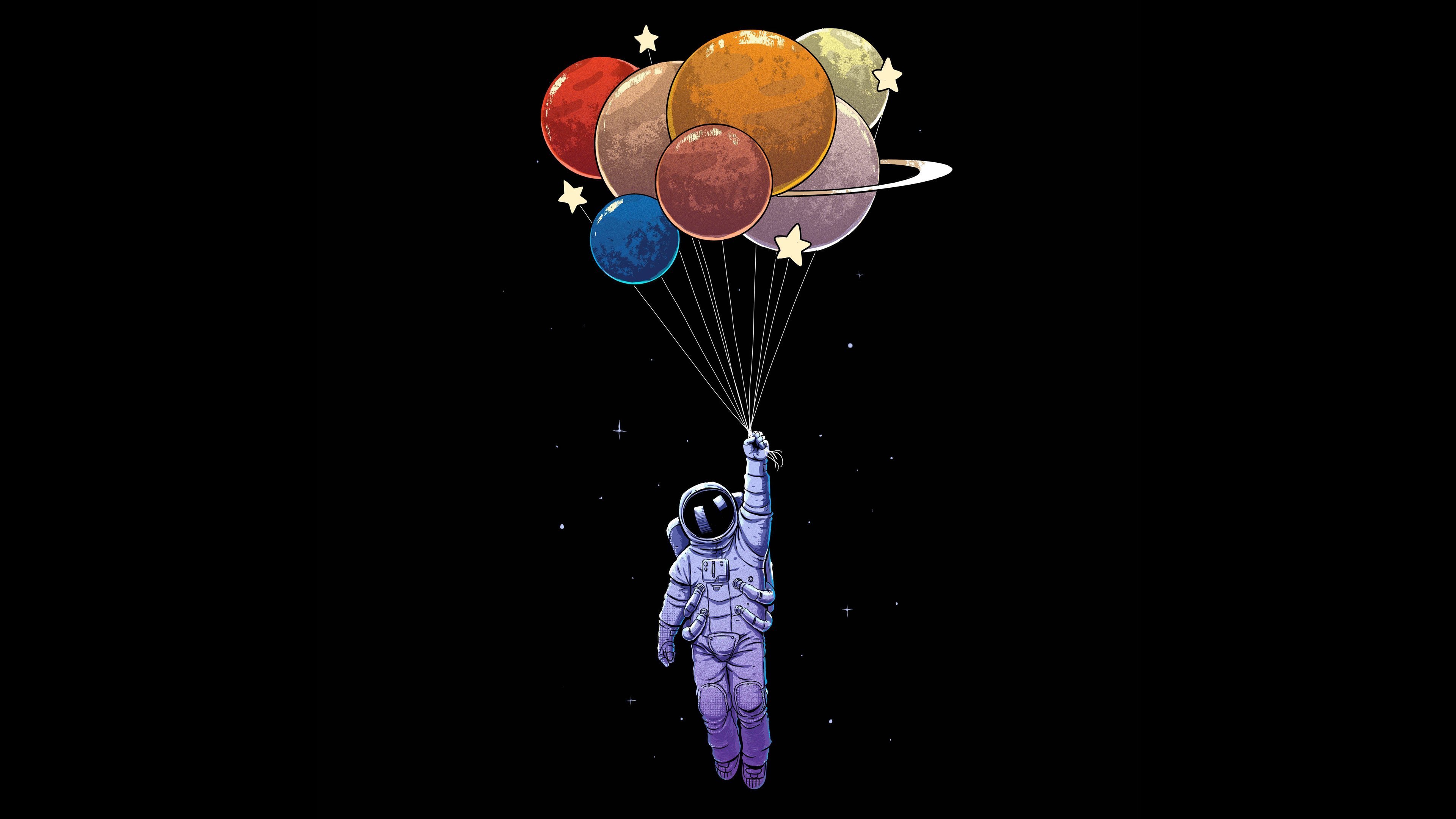 Фон для презентации день космонавтики. Космонавт с шариками. Космонавт Минимализм. Обои космонавт. Космонавт на планете.