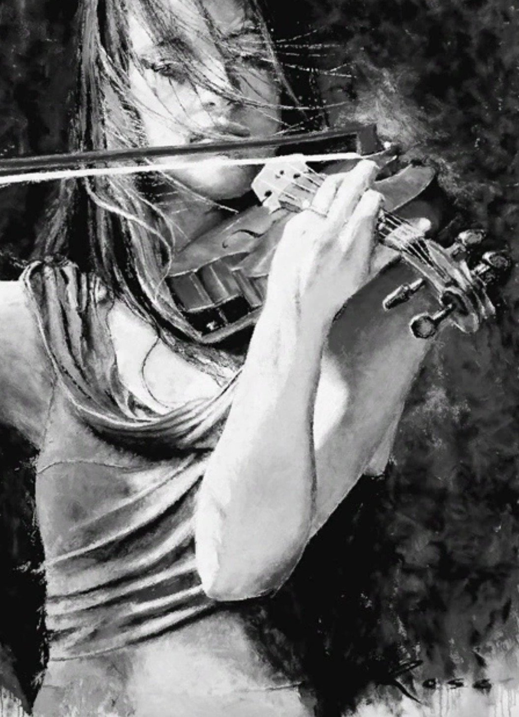 Скрипачка играет