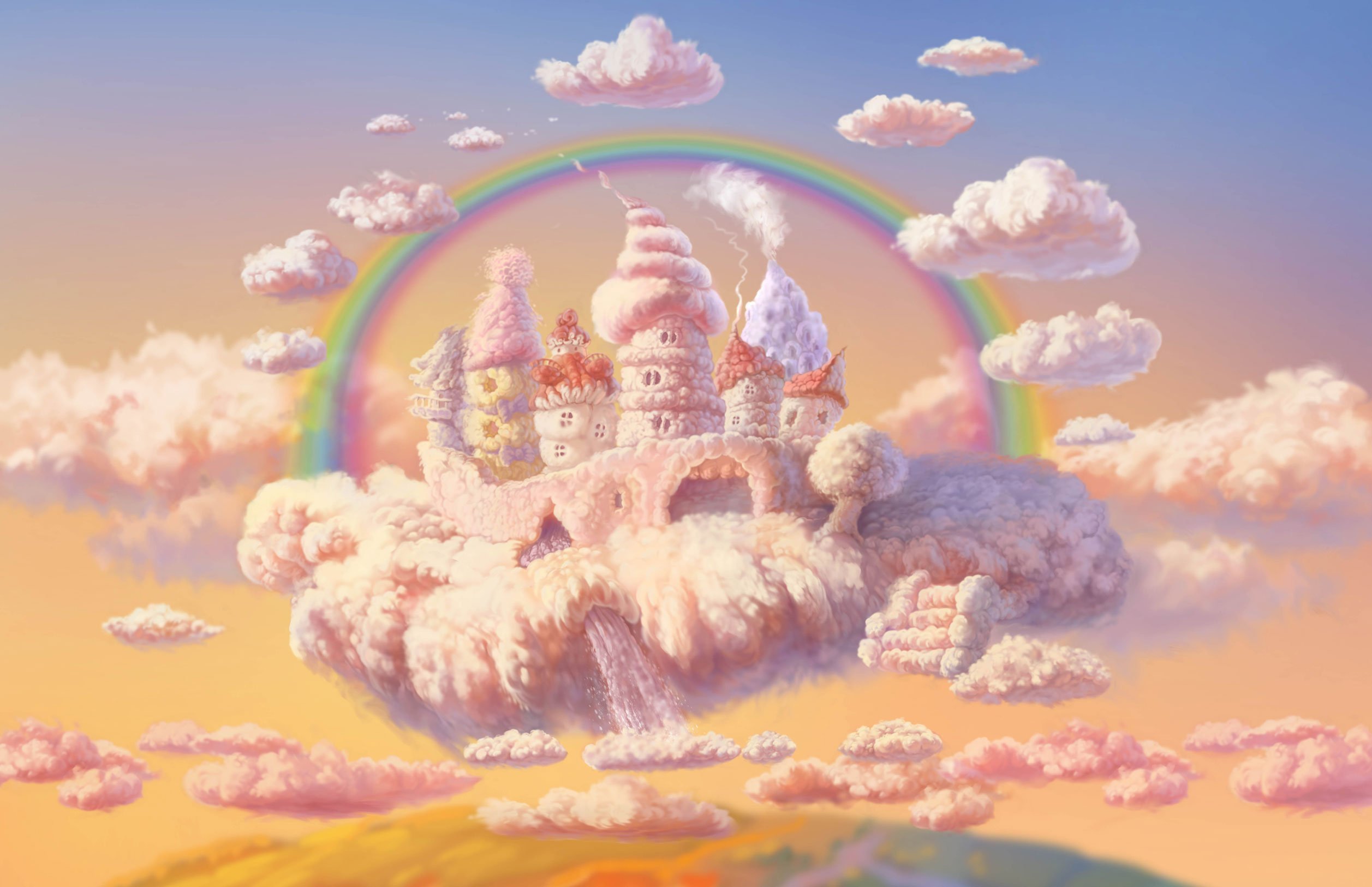 Остров мечтателей. Воздушный замок. Сказочная Страна. Сказочное небо. Сказочный замок в облаках.