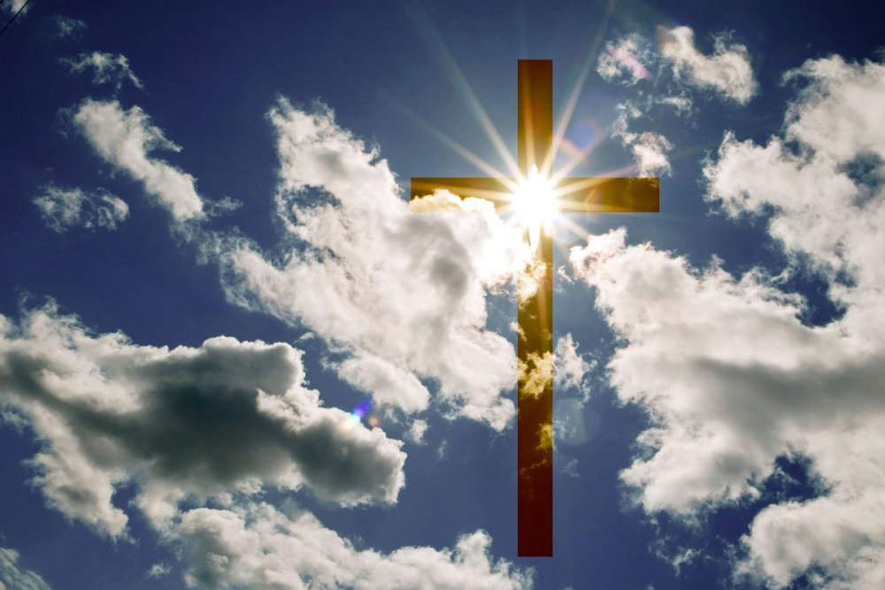 Православный крест на голубом фоне