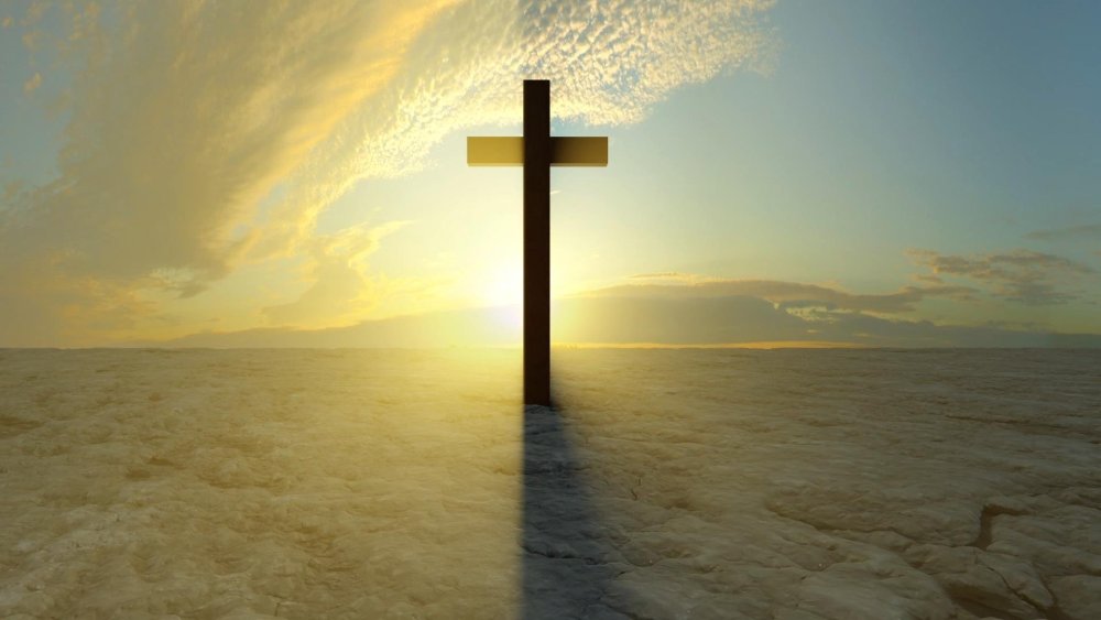 Могильный крест на черном фоне