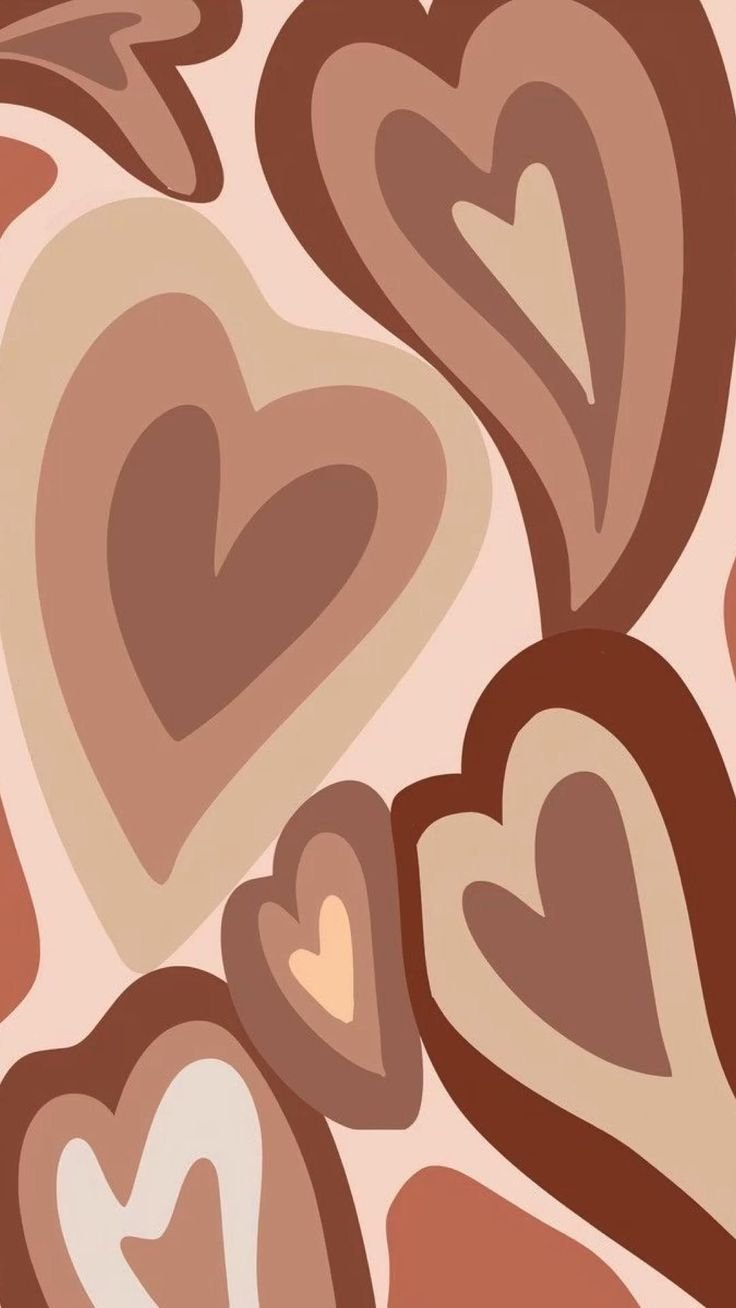Коричневые сердечки обои