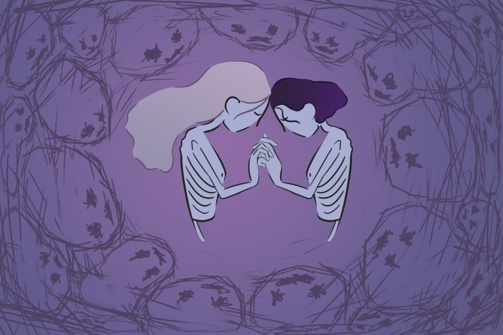 Фиолетовые сердечки обои