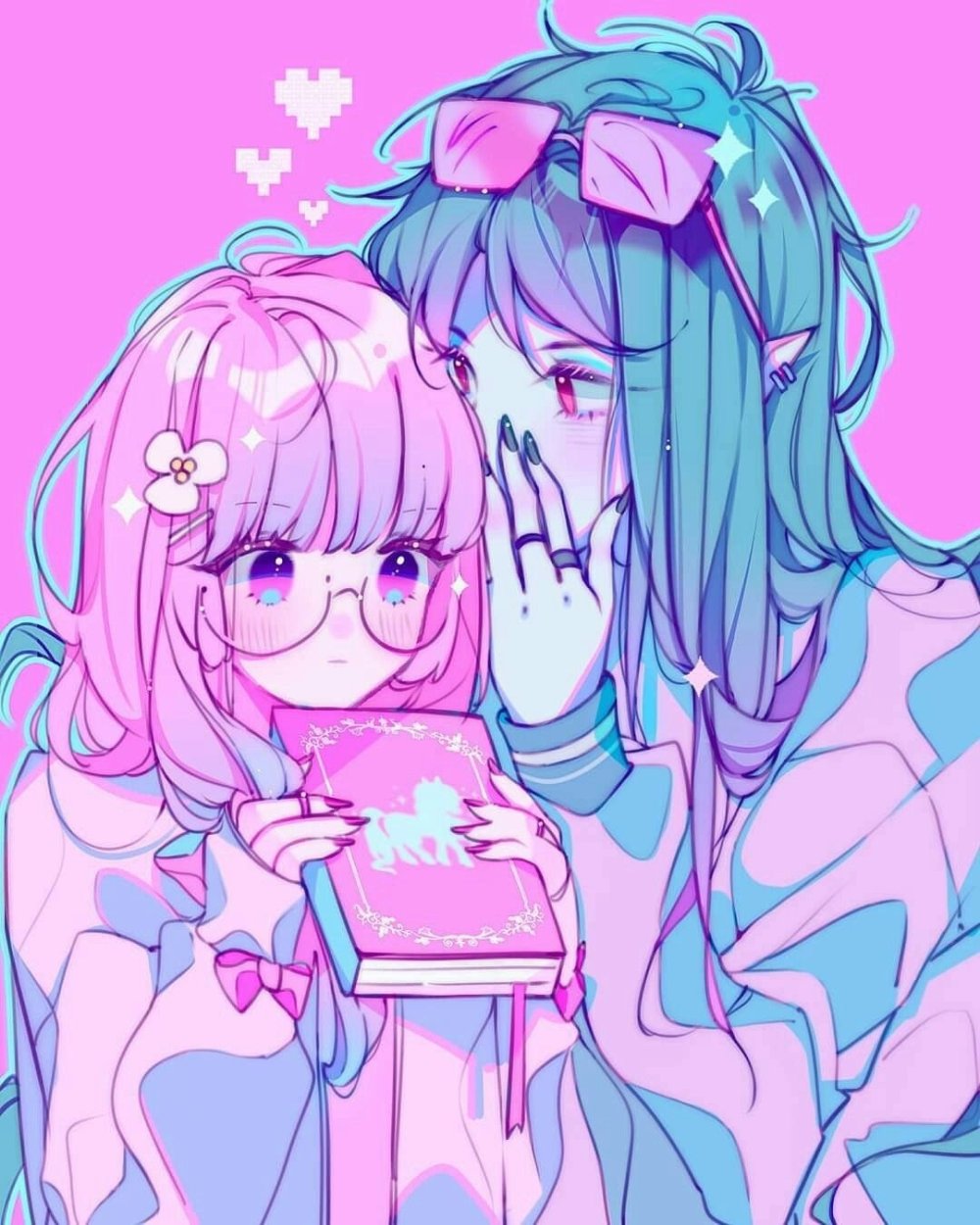 Парень и девушка в неоне