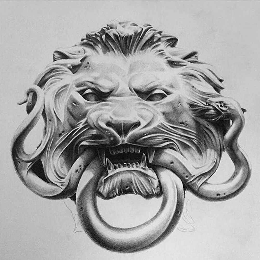 Античный Лев тату