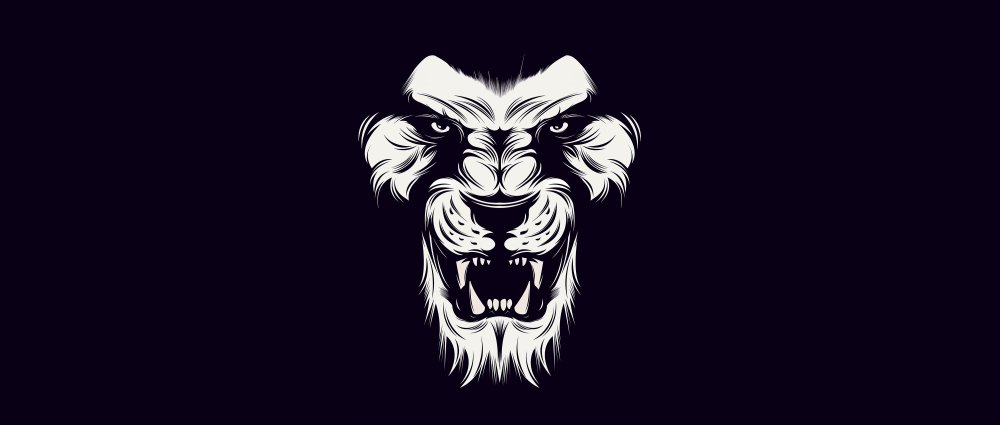 Морда Льва на черном фоне