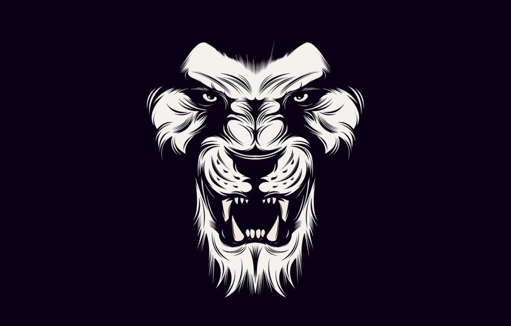 Голова Льва на черном фоне