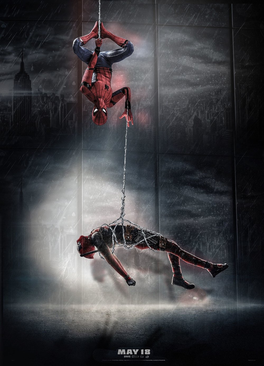 Человек паук фон висит