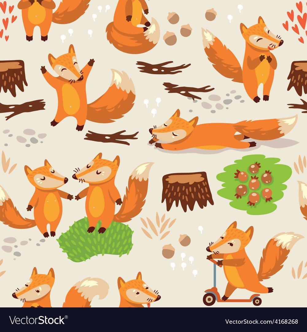 Лис и лиса вектор