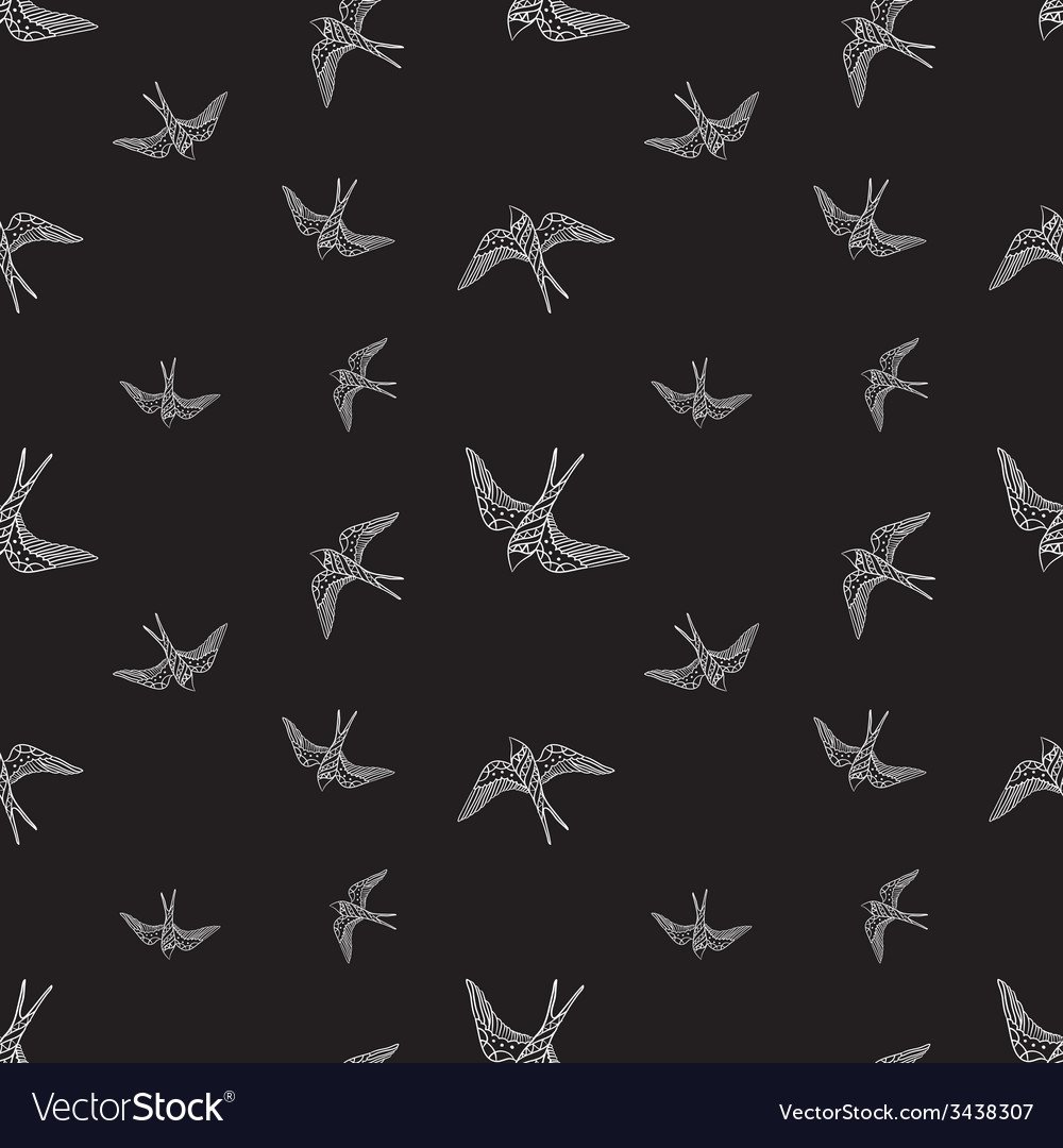 Паттерн птицы черно белые