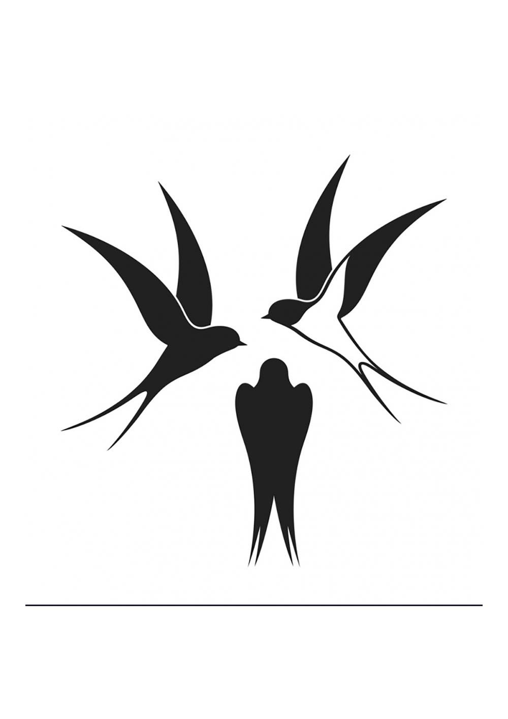 Белая Ласточка на черном фоне