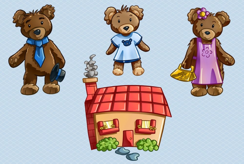 Goldilocks and the three Bears клипарт