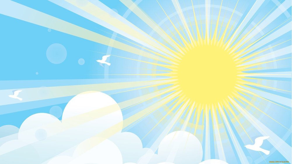 Фон голубого неба с облаками и голубями