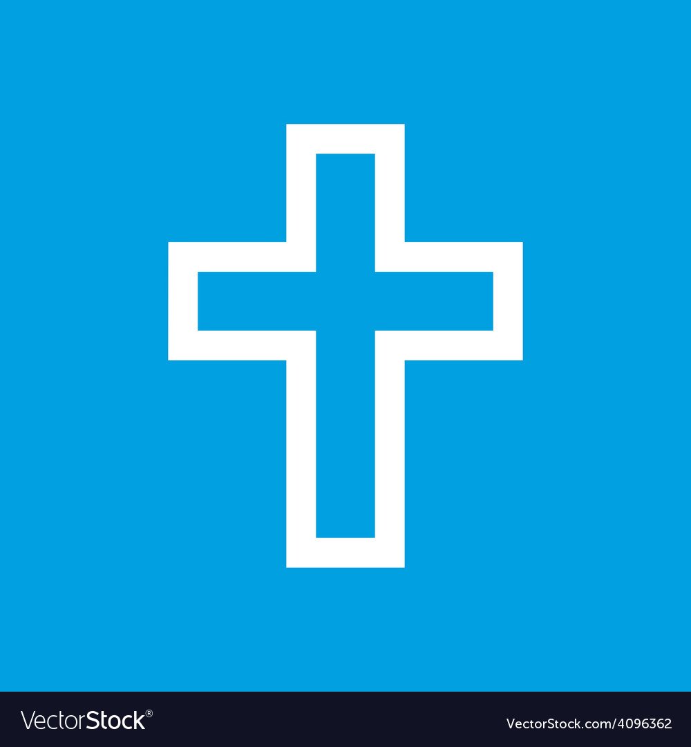 Знак белый крест на синем фоне