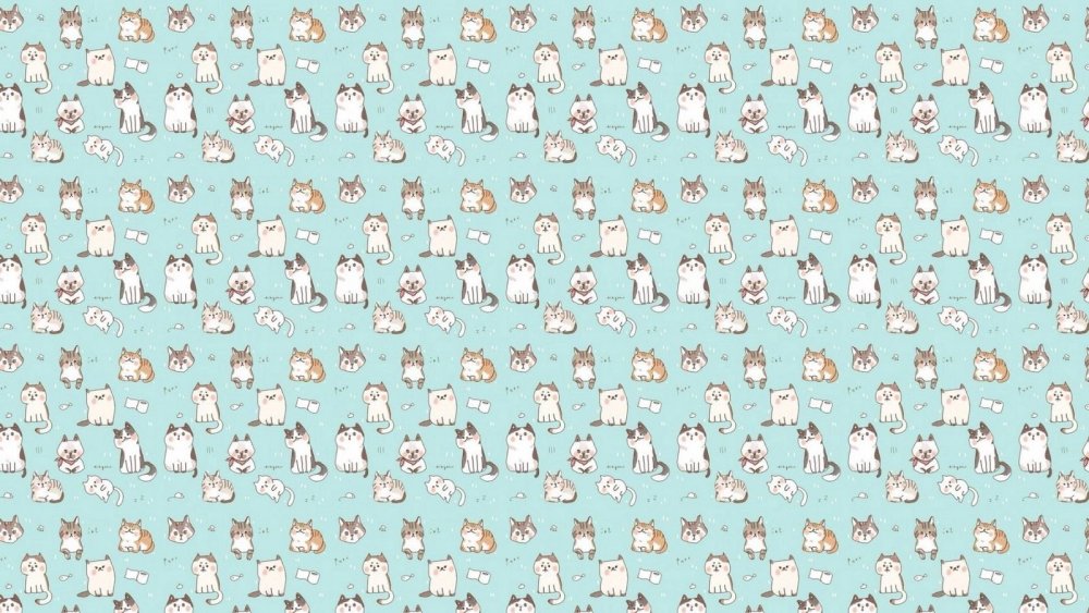 Много котов на голубом фоне