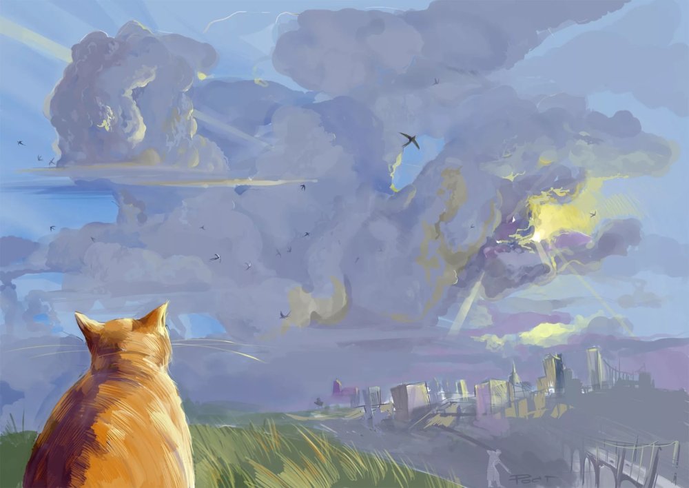 Кот на Радужном фоне