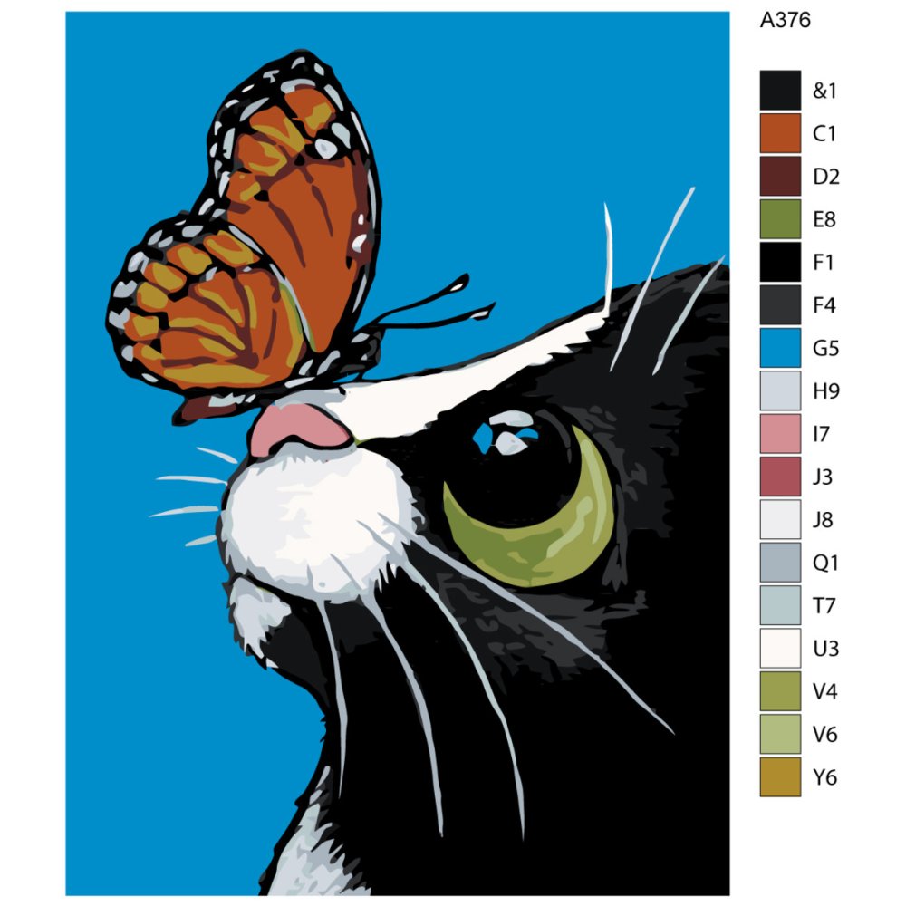 Кот с бабочкой на носу