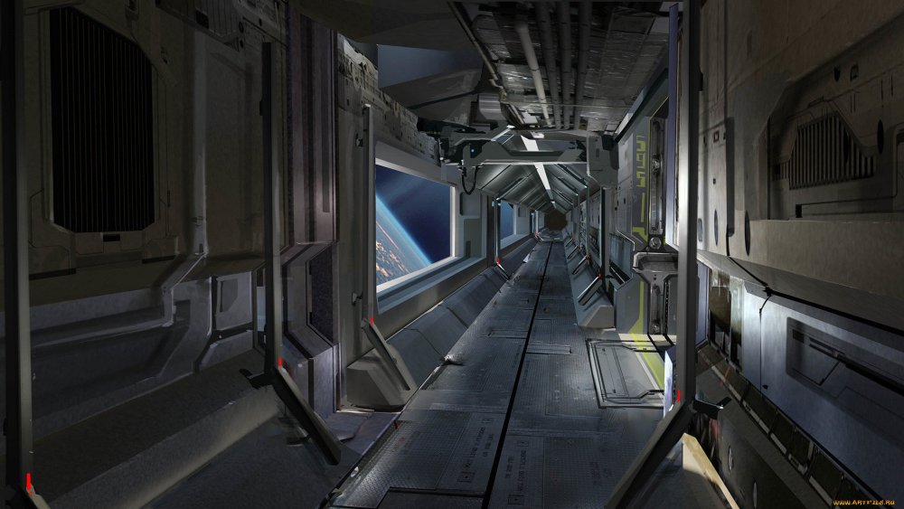 3d коридор космического корабля амонг АС